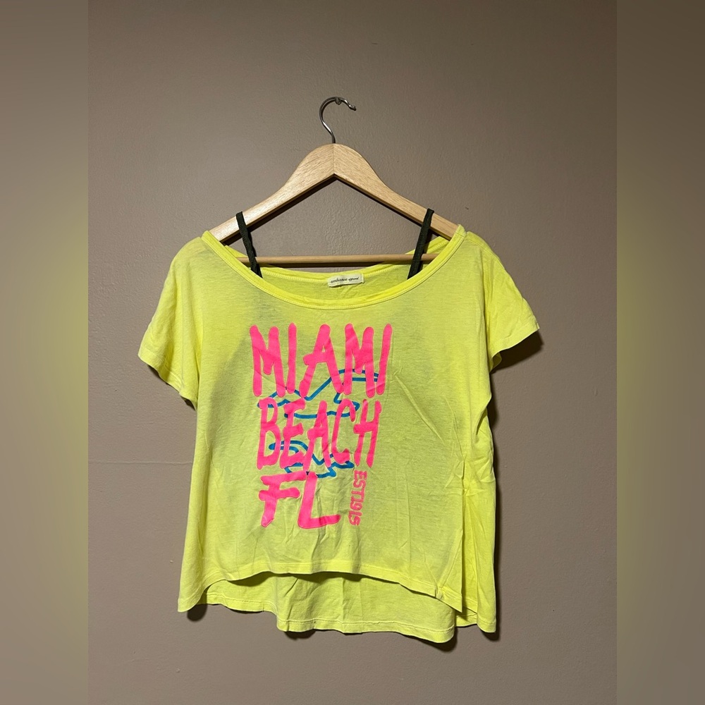 Ambiance Off the Shoulder Yellow Miami Beach Tee